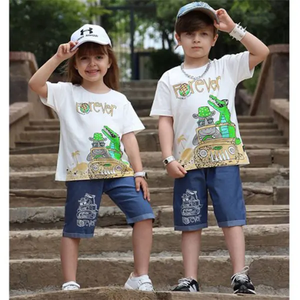 ست تیشرت شلوارک بچگانه تمساح تابستانه | فروشکده